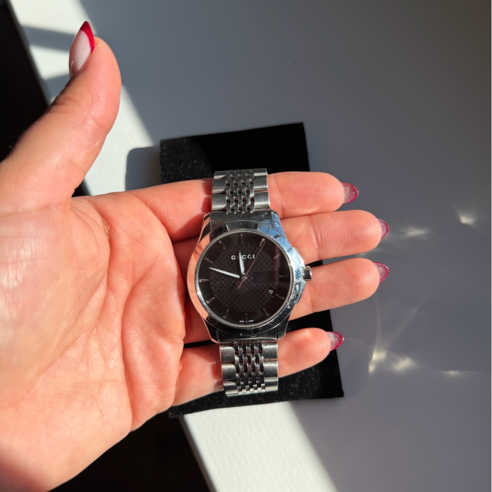 Gucci Silver and Black Timepiece- classic watch